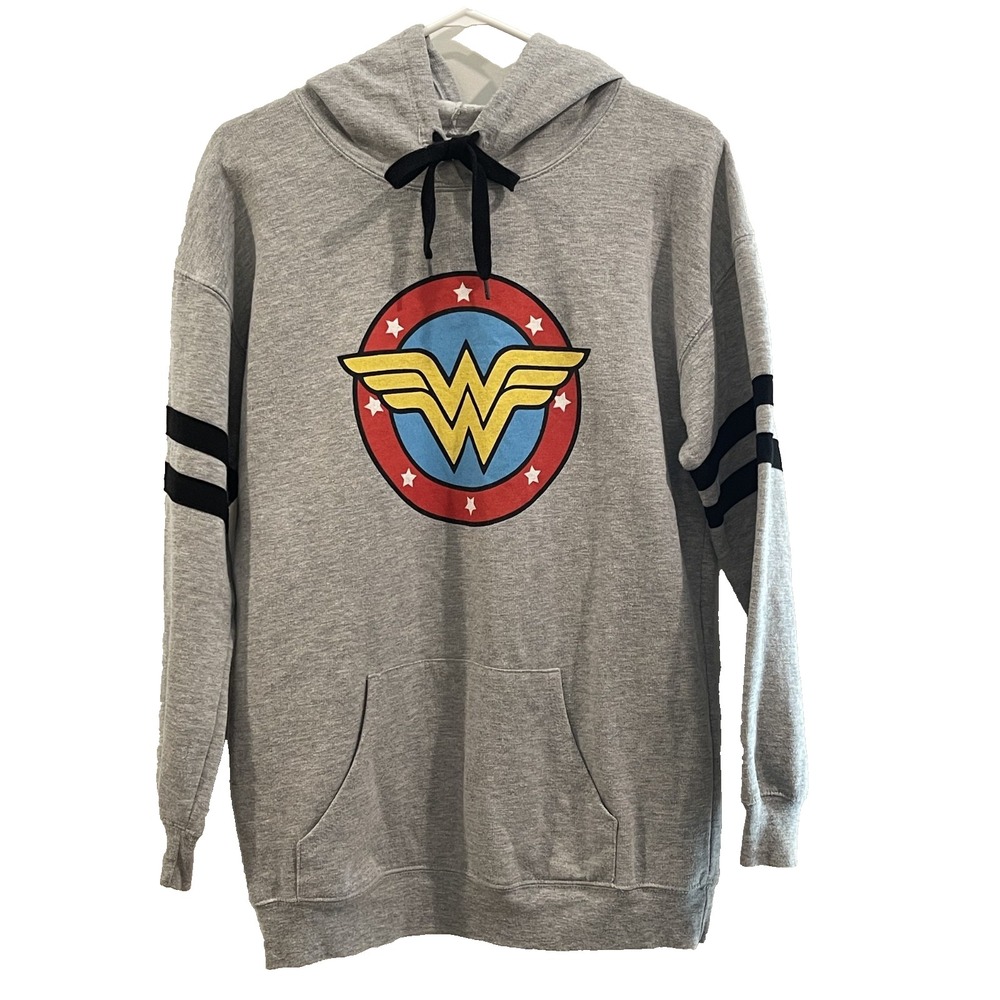 00086 Wonder Woman Hoodie | DC Comics Sweatshirt Medium Gray Pullover